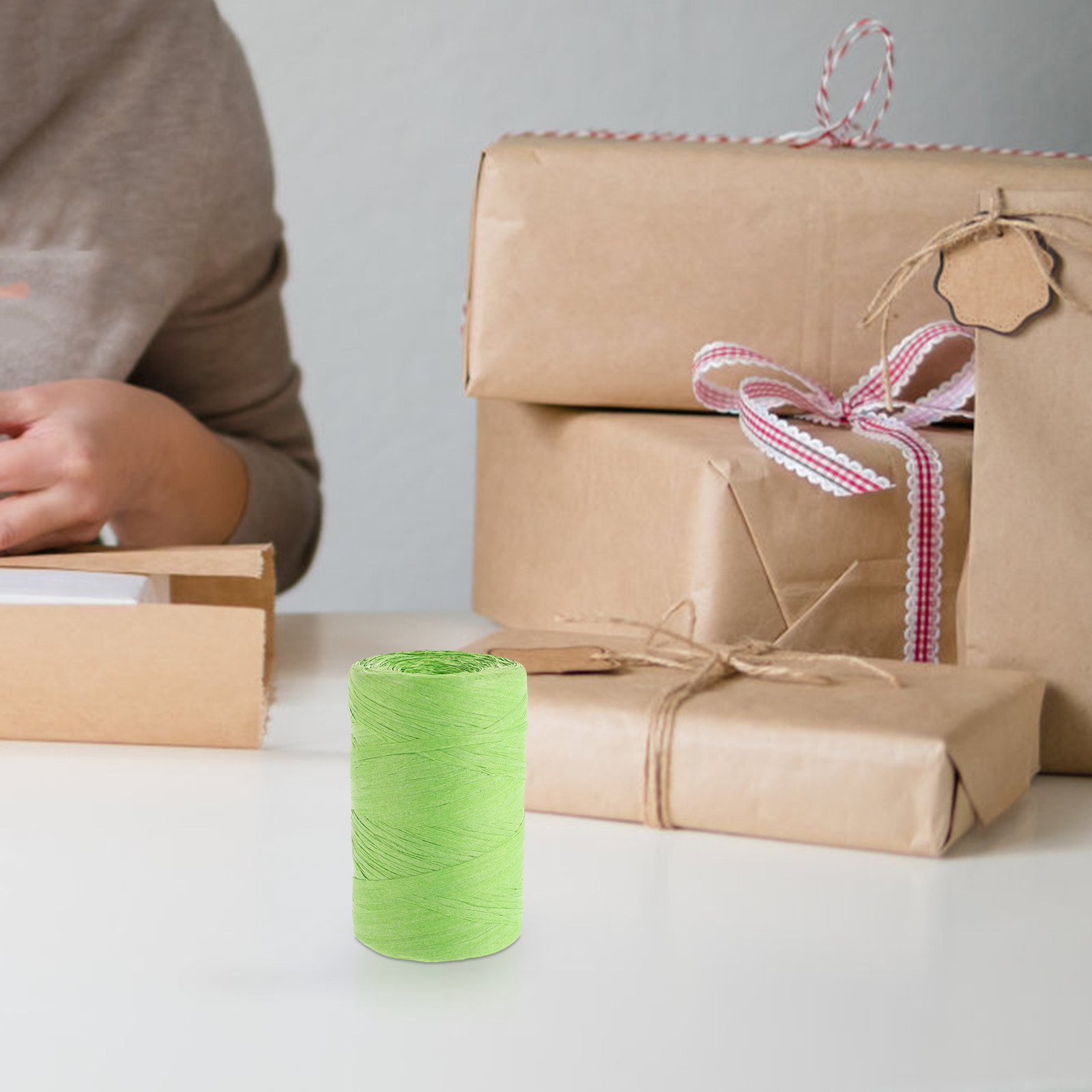 Papercraft Supply Ribbon - Gekleurd raffia-papierkoord plat lint voor cadeaudoosjes,