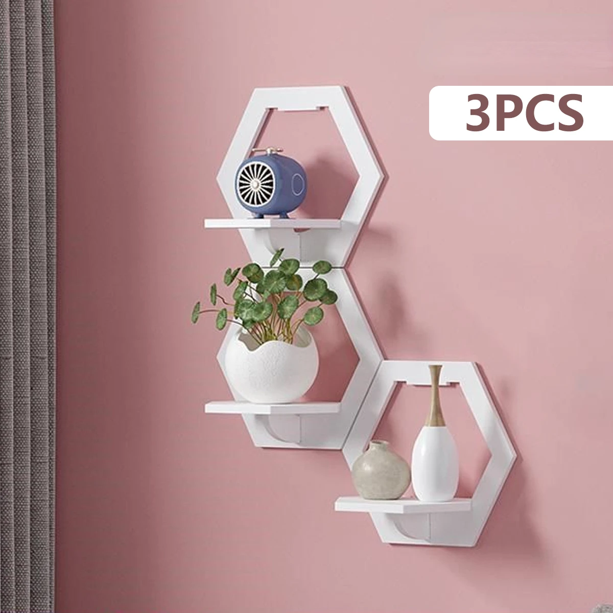 Flower Wall Panel - 3 stuks zeshoek wandplank punch gratis