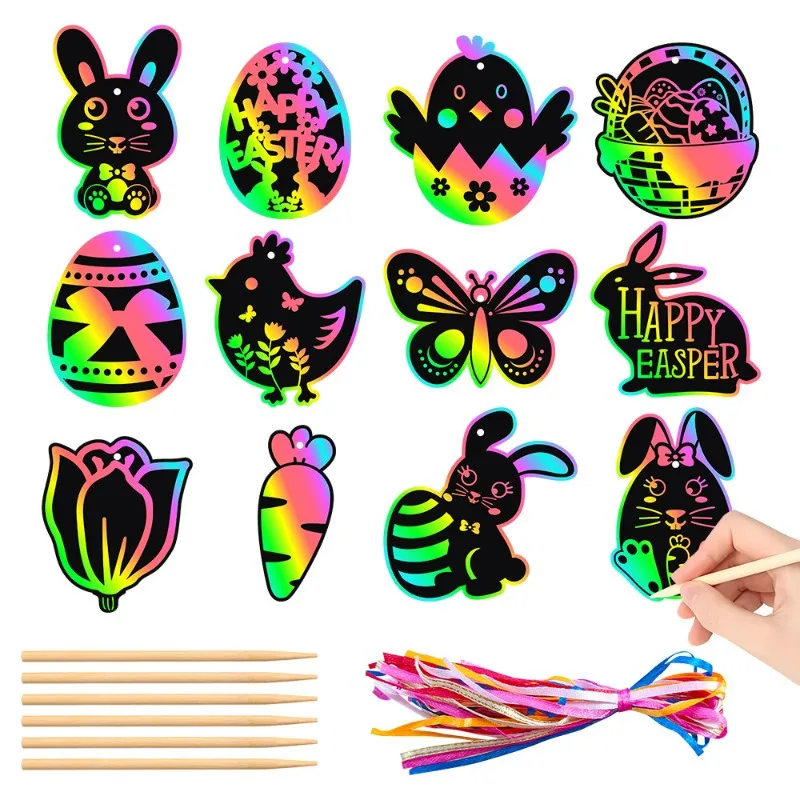Papercraft Supply Ribbon - Kraspapierkaarten met houten stylus & kleurrijke