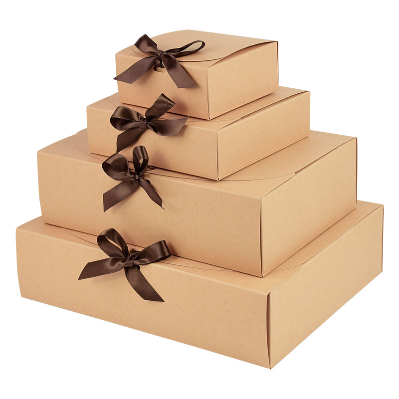 Papercraft Supply Ribbon - Kraftpapier geschenkdoos met decoratieve striklinten Meerdere