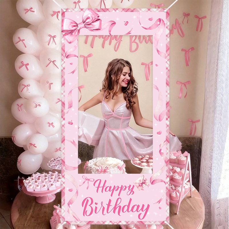 Roze strik fotobooth frame, zo - Photo Booth Frame recensie en prijs