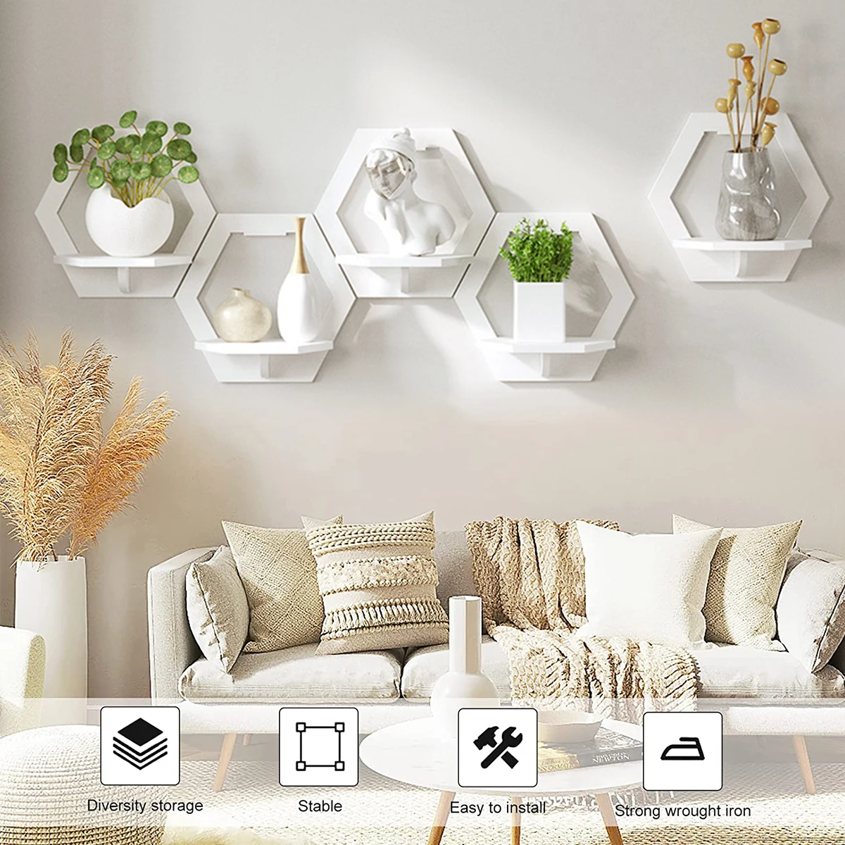 3 stuks zeshoek wandplank punc - Flower Wall Panel recensie en prijs