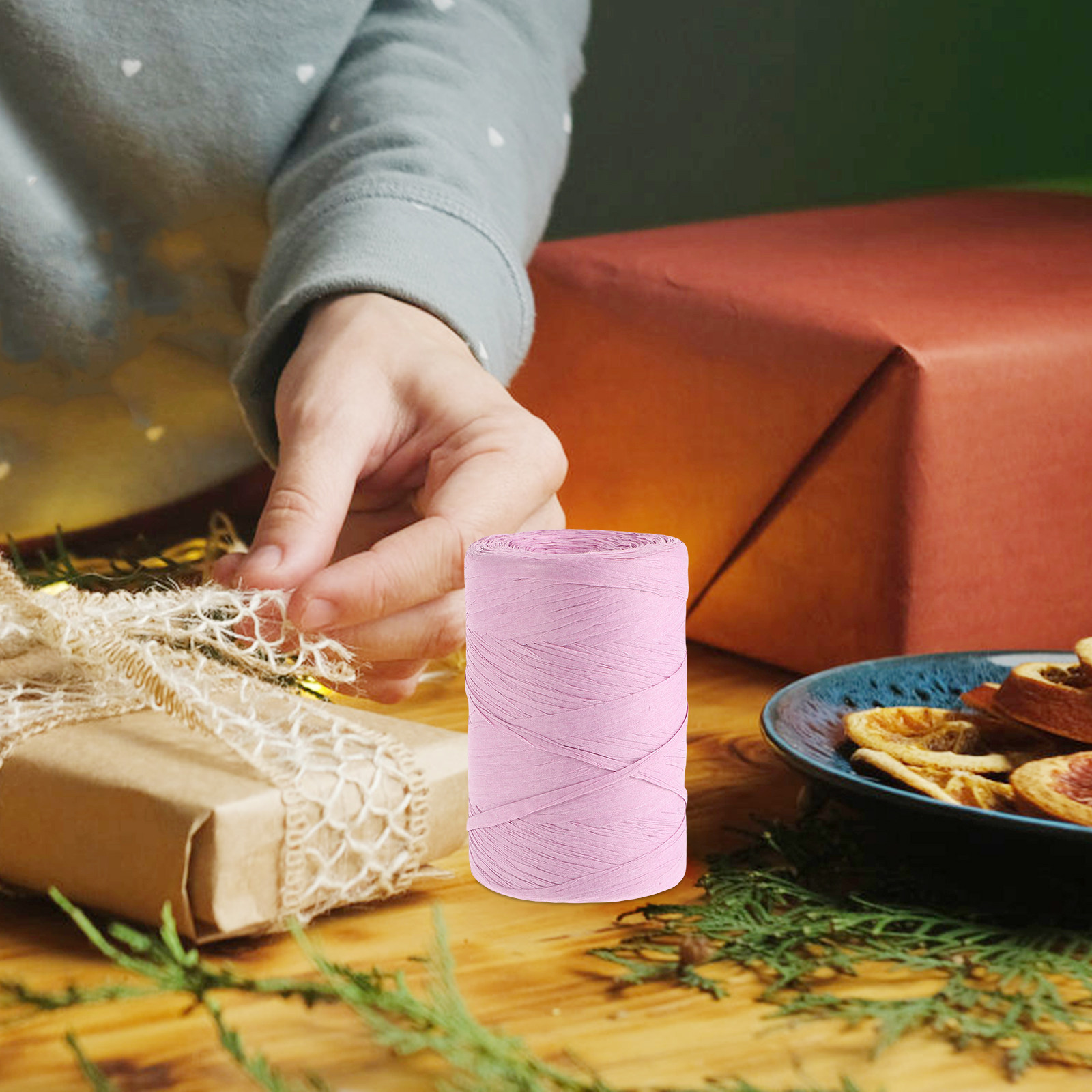 Raffia-papier gekleurd plat to - Papercraft Supply Ribbon recensie en prijs