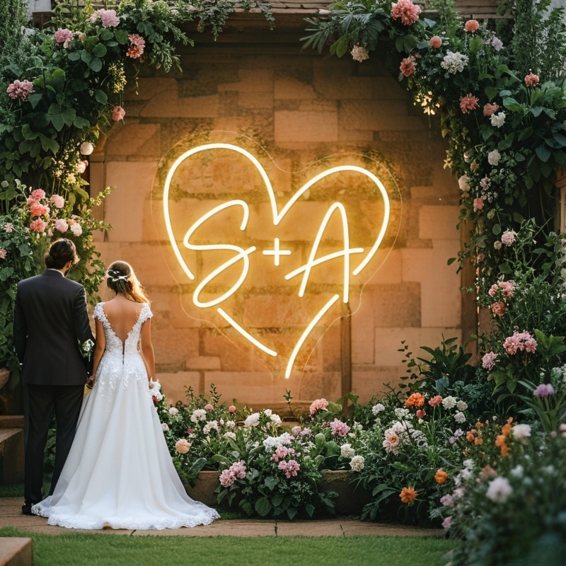Aangepaste initialen hart LED  - Neon Sign Party recensie en prijs