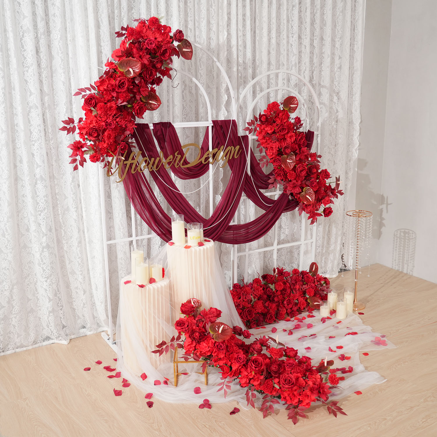 Uflower Rode Bloem Rij Huwelij - Flower Wall Panel recensie en prijs